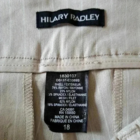 ❤️NWT Hilary Radley Striped Pants Beige White Pull On Ankle Pants  Various Sizes - Picture 8 of 11